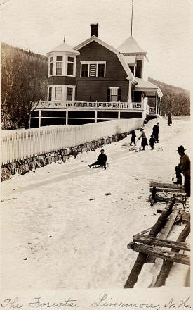Children Sledding near Saunders Mansion depitcted on a postcard from 1919. Source: BHS postcardmansion