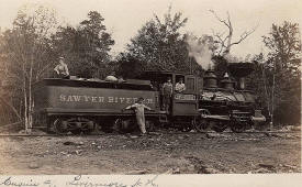 C.W. Sawyer Locomotive pictured in postcard sent in 1919 Source: BHS Train